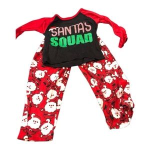 Boys Christmas Santa Squad Long Sleeve Pajamas in Size 4T Good Condition Unisex